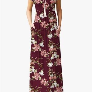 Floral Maxi Dress - Burgundy